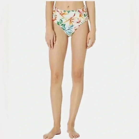 Lucky Brand Ivory Tropical High-Waist Bikini Bottom Swimsuit Plus Size 1X NWT - Picture 3 of 6